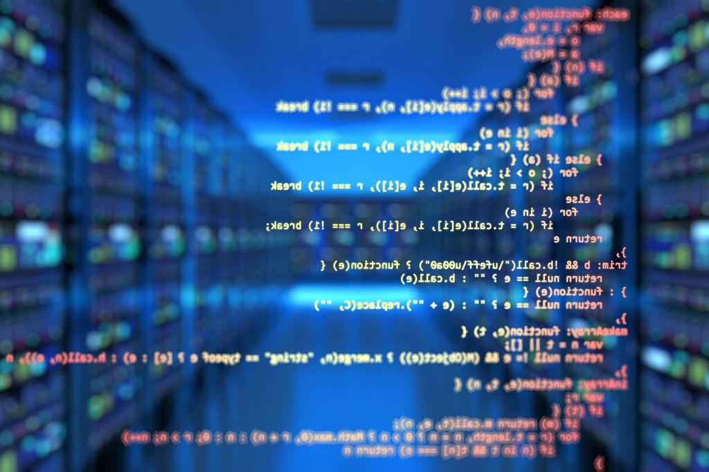 Modern data center with rows of storage servers and advanced infrastructure